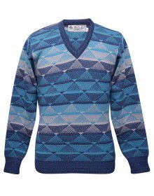 Men pure wool sweater designer blue